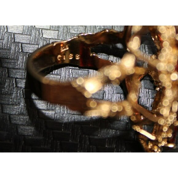 Vtg .925 Sterling Silver Red Garnet Crystal Vermeil Cocktail Ring W/Branching De - Picture 6 of 6